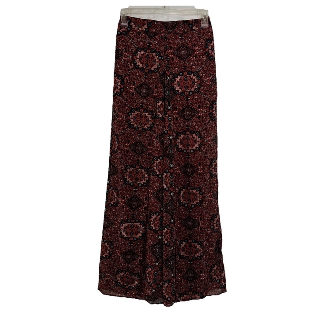 TRUTH NYC Women Floral High Rise Wide-Leg Slit Pull On Pants Sz Small Beach